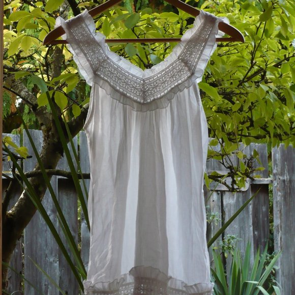 Vintage Y2K Lolita White Lacy Tank Top - Picture 1 of 7